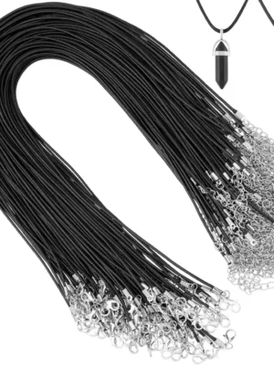 Waterproof Black Leather Necklace Cord With Clasp
