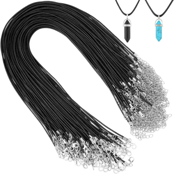 Waterproof Black Leather Necklace Cord With Clasp