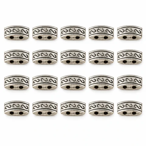 20 PCS Antique Silver Curved Two-Hole Spacer Beads