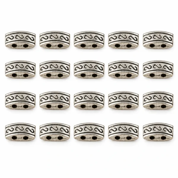 20 PCS Antique Silver Curved Two-Hole Spacer Beads
