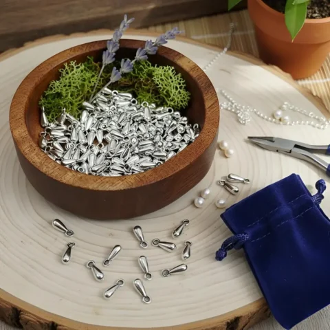 Raindrop pendant dark silver 9X3.3