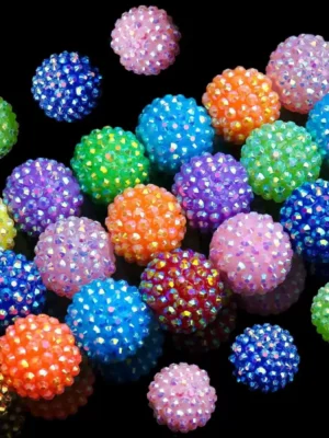 16mm resin rhinestone beads for DIY bracelets and necklaces