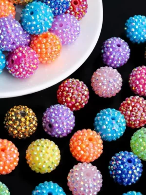 16mm Resin Rhinestone Beads for DIY Jewelry & Crafts