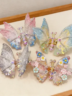 3D Butterfly Hair Clips – Rhinestone Cute Girls Hair Accessories