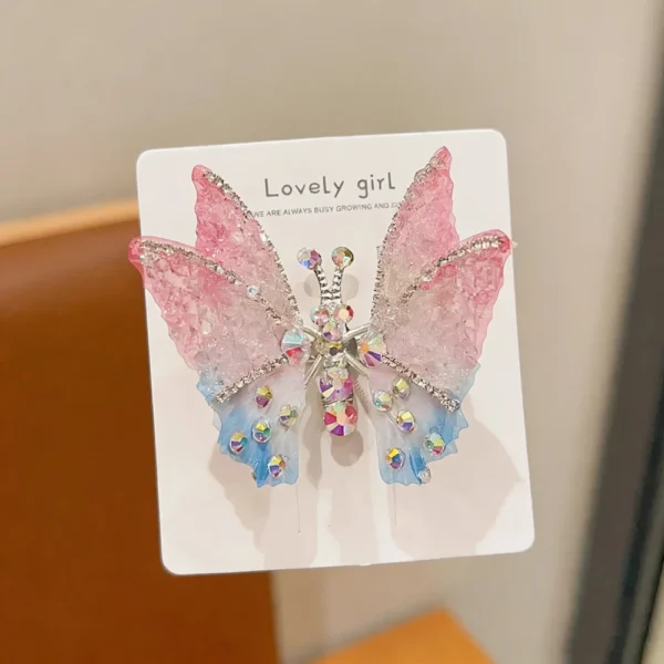 3D Butterfly Hair Clips – Rhinestone Cute Girls Hair Accessories