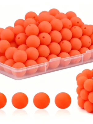 15mm Orange Silicone Beads for DIY Jewelry