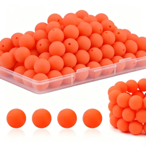 15mm Orange Silicone Beads for DIY Jewelry