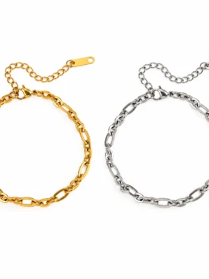 Minimalist Titanium Steel Chain Bracelet – Gold & Silver