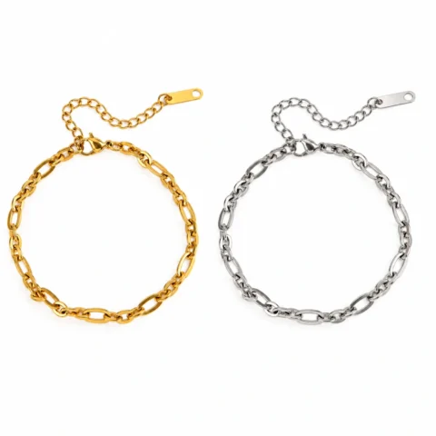 Minimalist Titanium Steel Chain Bracelet – Gold & Silver