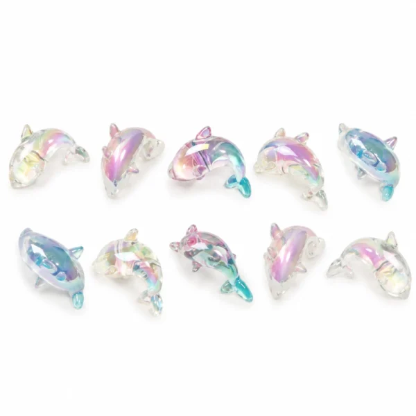 10 PCS Mixed Color Acrylic Dolphin Beads for Beadable Pens