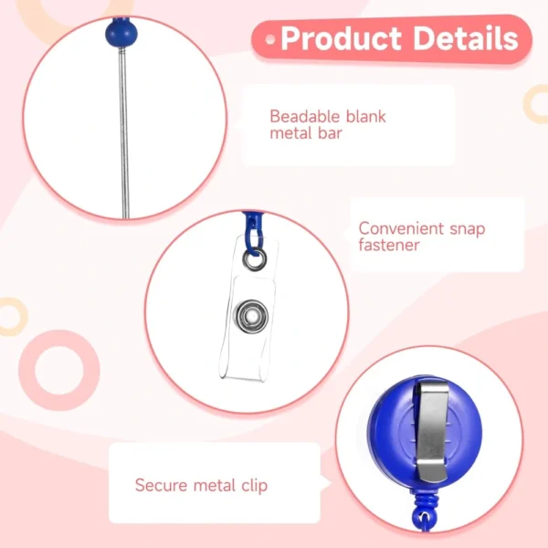 Beadable Badge Reel Clips – Retractable DIY ID Holder
