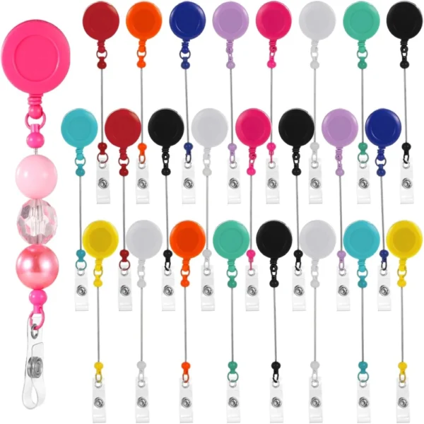 Beadable Badge Reel Clips – Retractable DIY ID Holder