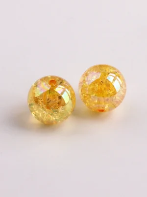Orange Electroplated Crackle Acrylic Beads for Jewelry Making