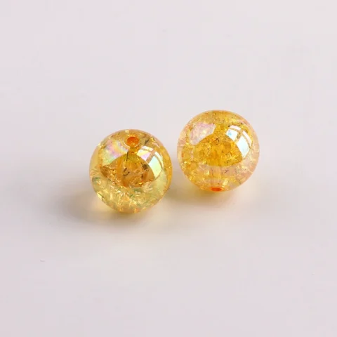 Orange Electroplated Crackle Acrylic Beads for Jewelry Making