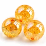 10 PCS Orange Electroplated Crackle Acrylic Beads