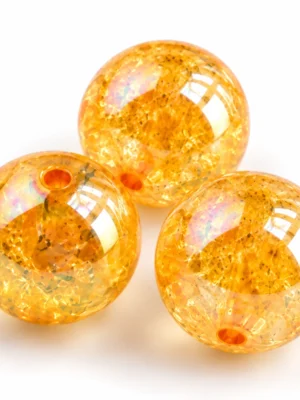 Orange Electroplated Crackle Acrylic Beads Details