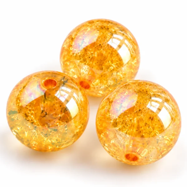 10 PCS Orange Electroplated Crackle Acrylic Beads