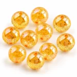 10 PCS Orange Electroplated Crackle Acrylic Beads