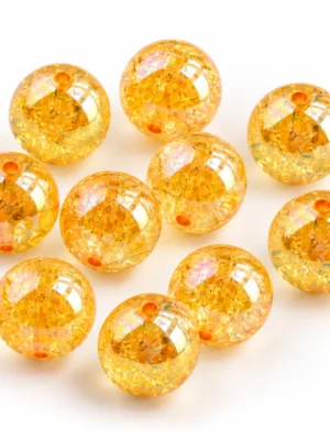10 PCS Orange Electroplated Crackle Acrylic Beads