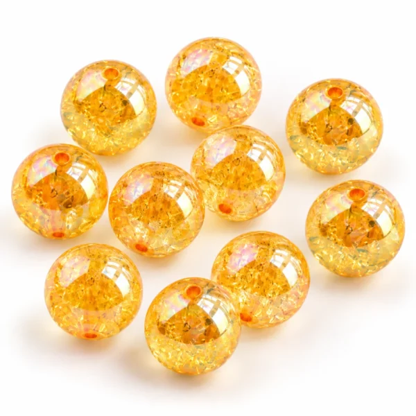 10 PCS Orange Electroplated Crackle Acrylic Beads