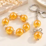 10 PCS Orange Electroplated Crackle Acrylic Beads