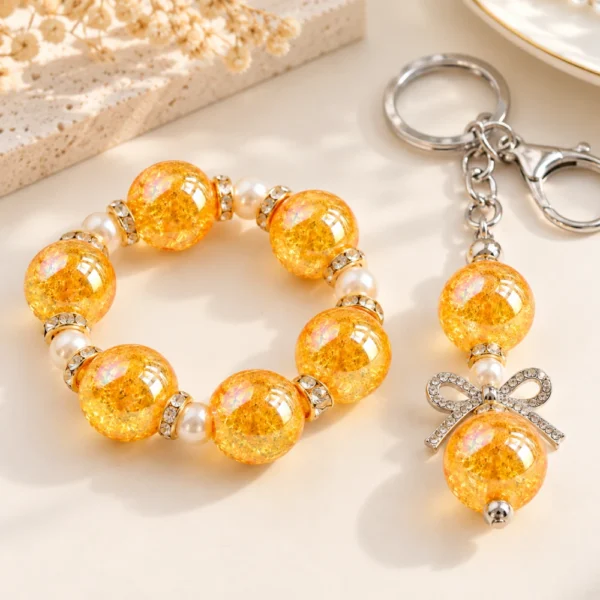10 PCS Orange Electroplated Crackle Acrylic Beads
