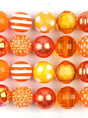 Orange Mixed Faceted Acrylic Beads – 20MM Round Beads