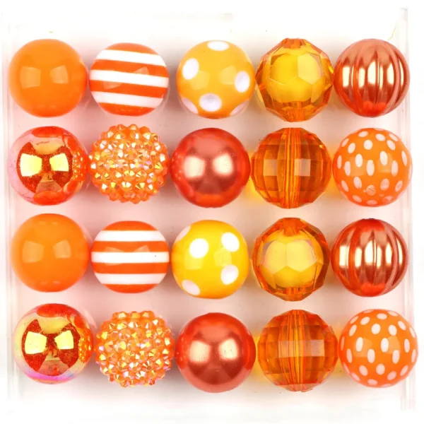 Orange Mixed Faceted Acrylic Beads – 20MM Round Beads