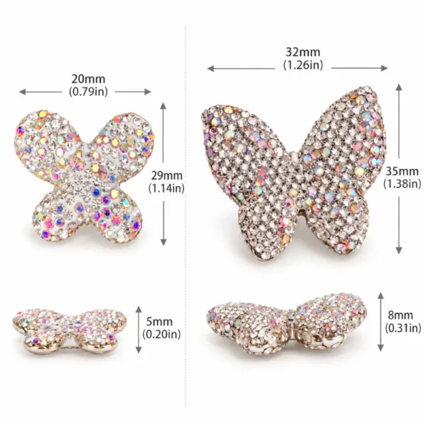 1 PC Rhinestone Butterfly Bead for Beadable Pens – 2 Styles
