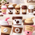 10 PCS 3D Silicone Coffee Cup Charms Set – Mixed Colors