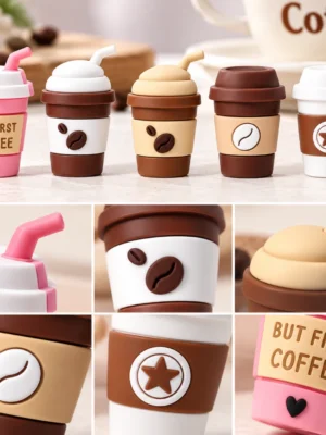 10 PCS 3D Silicone Coffee Cup Charms Set – Mixed Colors Details