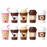 10 PCS 3D Silicone Coffee Cup Charms Set – Mixed Colors