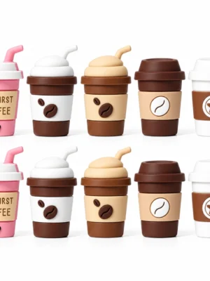 10 PCS 3D Silicone Coffee Cup Charms Set – Mixed Colors