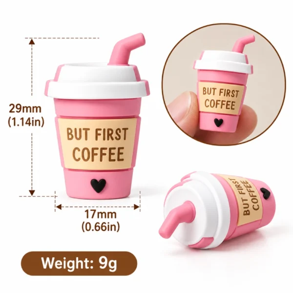 10 PCS 3D Silicone Coffee Cup Charms Set – Mixed Colors