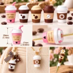 10 PCS 3D Silicone Coffee Cup Charms Set – Mixed Colors