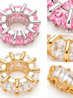 14K Micro-Inlaid Zircon Barrel Beads Details