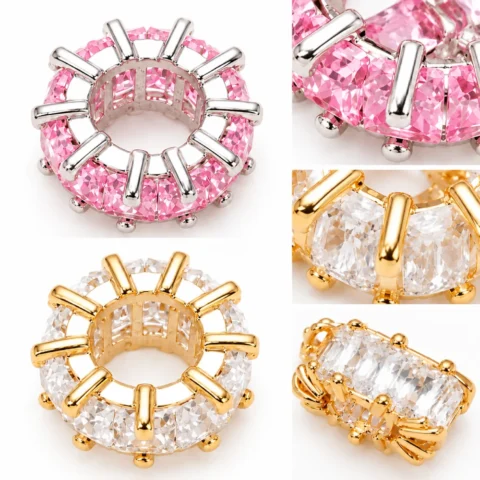14K Micro-Inlaid Zircon Barrel Beads Details