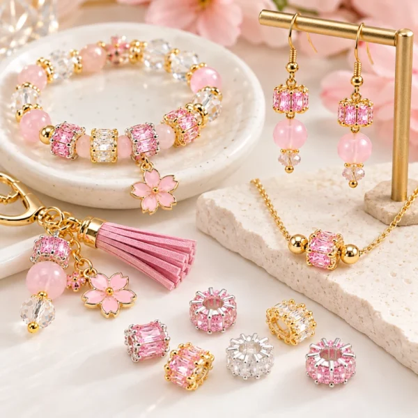 30 PCS Mixed 14K Micro-Inlaid Zircon Barrel Beads