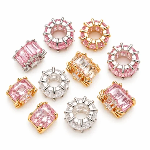 30 PCS Mixed 14K Micro-Inlaid Zircon Barrel Beads