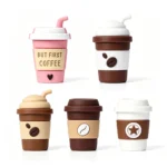 5PCS 3D Silicone Coffee Cup Charms Set