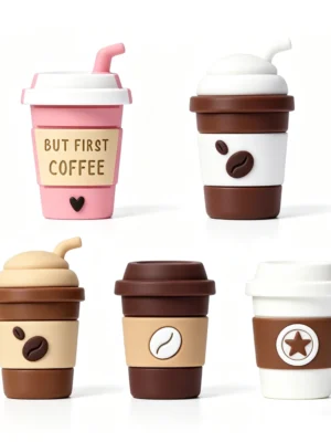 5PCS 3D Silicone Coffee Cup Charms Set