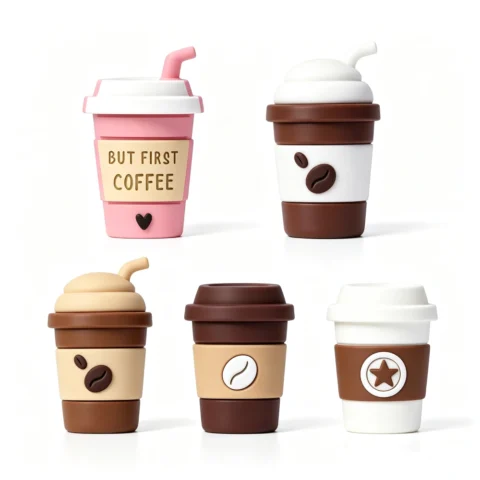 5PCS 3D Silicone Coffee Cup Charms Set