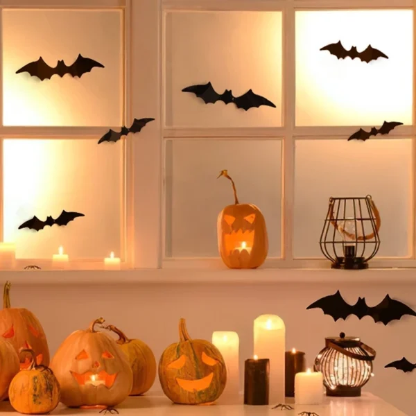 3D Halloween Bat Decorations – 12pcs Set