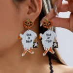 Halloween Pumpkin & Ghost Stud Earrings - Holiday Jewelry