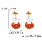 Halloween Pumpkin & Ghost Stud Earrings - Holiday Jewelry