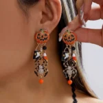 Halloween Pumpkin & Ghost Stud Earrings - Holiday Jewelry