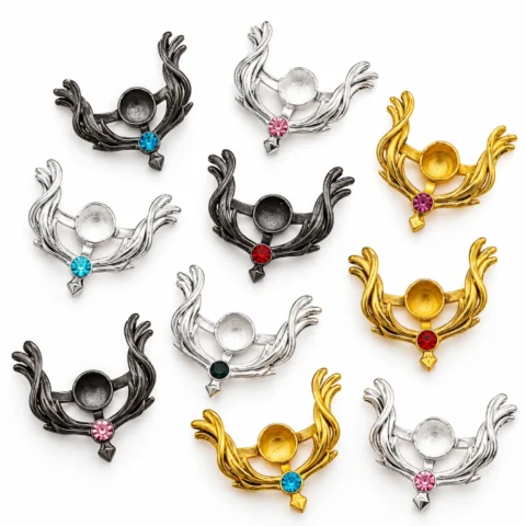 10 PCS Mixed Color Angel Wing Bead Frames for Jewelry Making