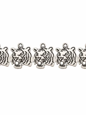 Vintage Double-Sided Tiger Charms Ancient Silver