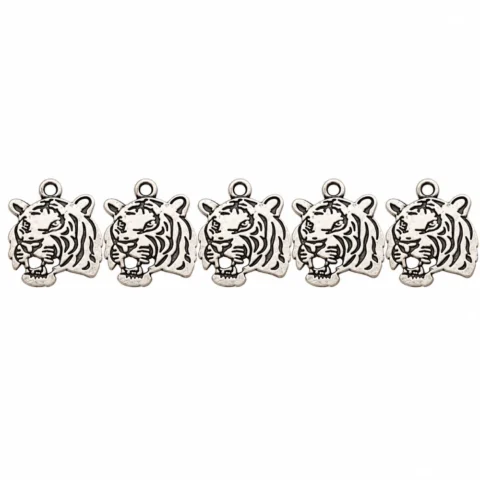 Vintage Double-Sided Tiger Charms Ancient Silver