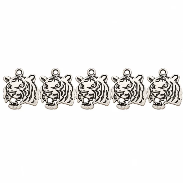 5 PCS Vintage Double-Sided Tiger Charms